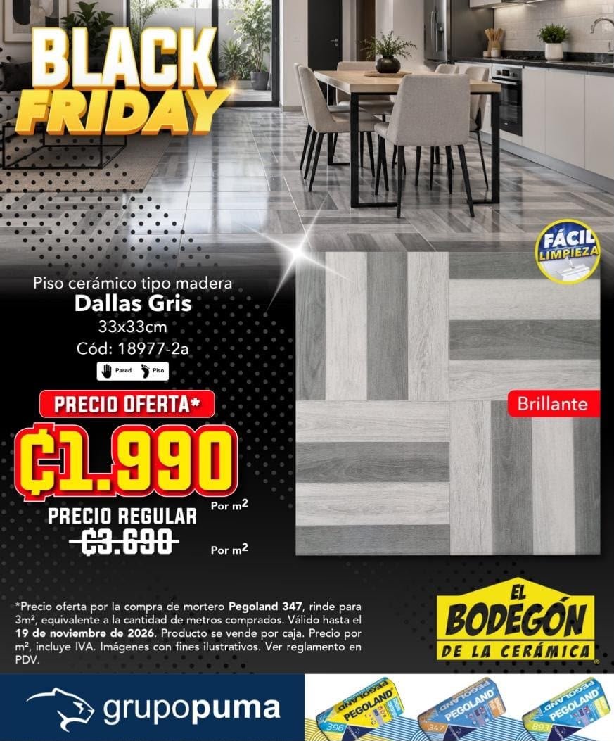 Piso cerámico tipo madera Dallas Gris, oferta ₡1.990