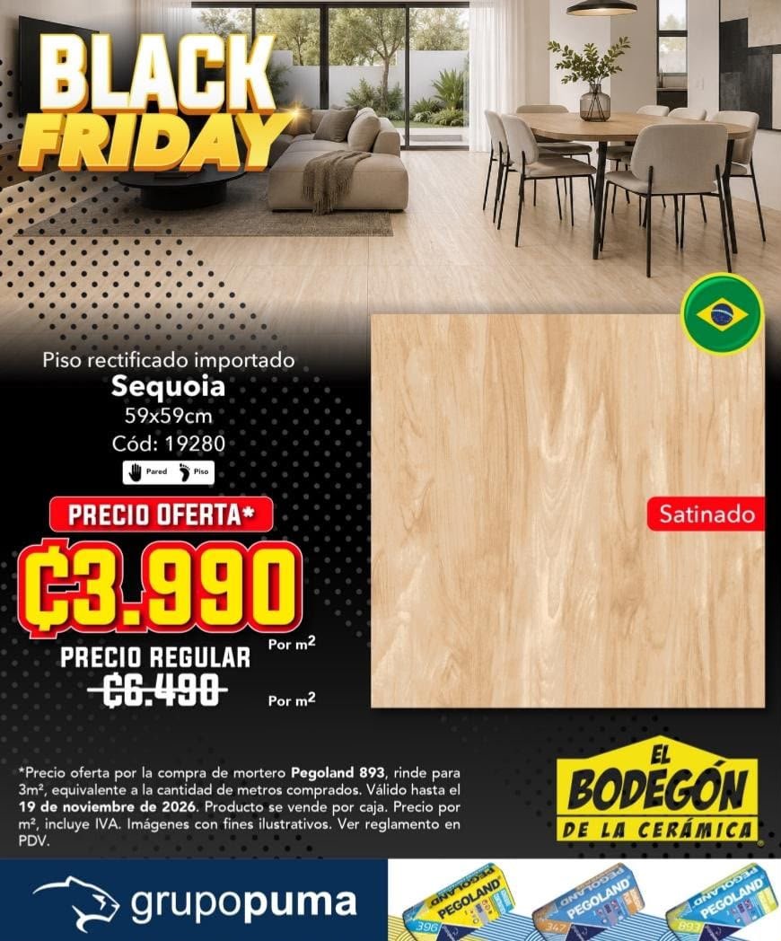 Piso rectificado importado Sequoia, oferta ₡3.990