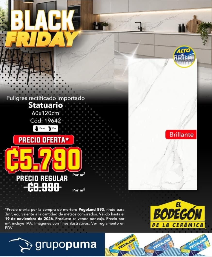 Puligres rectificado importado Statuario, oferta ₡5.790