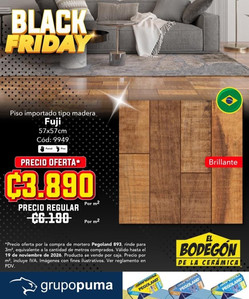 Piso importado tipo madera Fuji, oferta ₡3.890