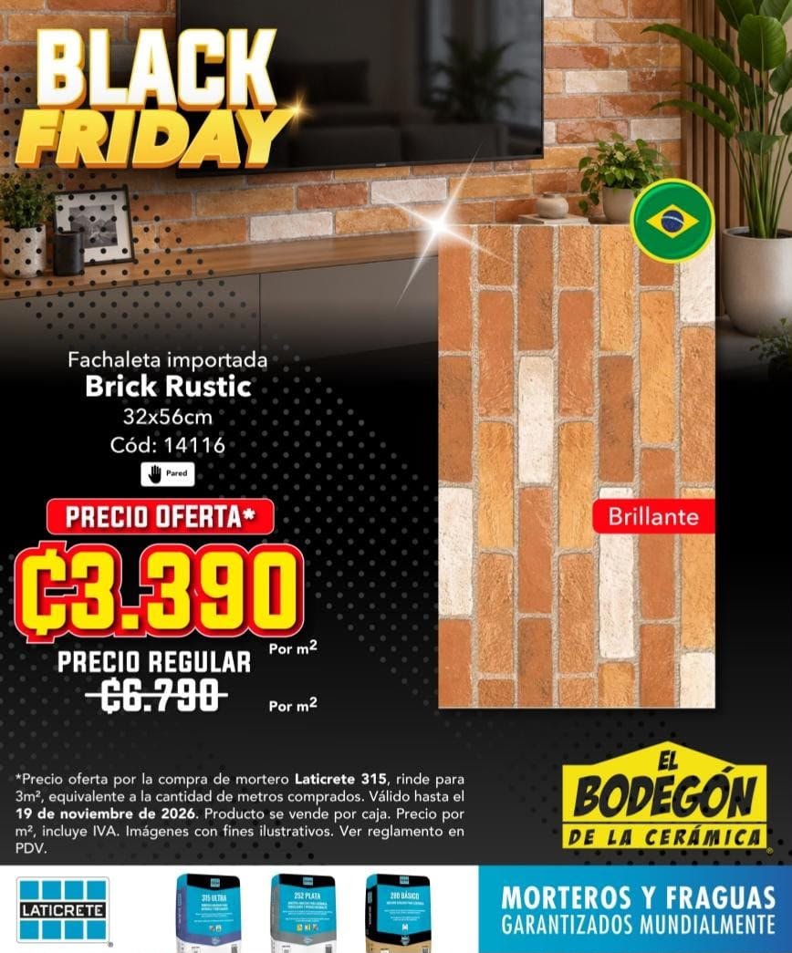 Fachaleta importada Brick Rustic, oferta ₡3.390